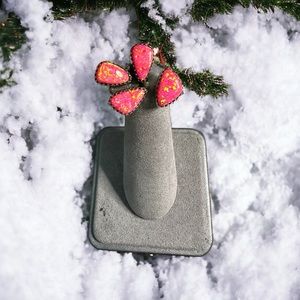 Pink Aurora Opals in Solid Sterling Silver Flutter Ring